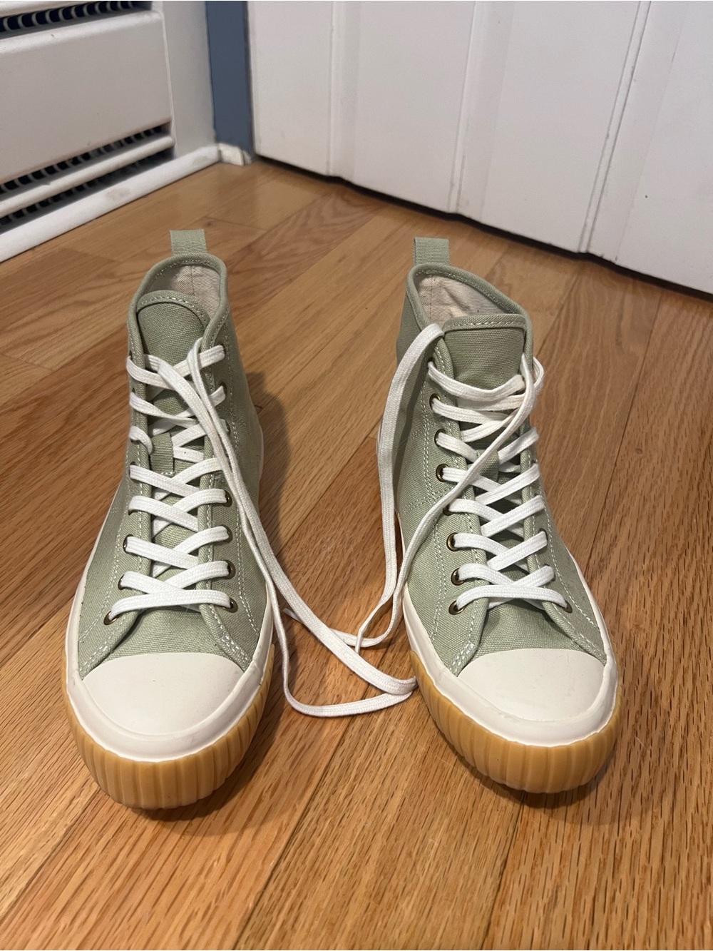 J. Crew High-Top Canvas Sneakers in Sage